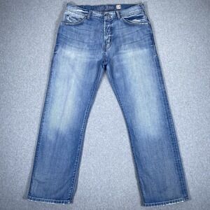 Guess Jeans Dean Relaxed Fit Mens 34 Blue Straight Leg Denim Button Fly Pants